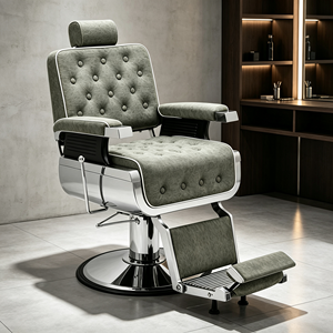Fauteuil de barbier vintage en cuir PU rouge, hydraulique et inclinable, robuste, pour salon de coiffure, pour hommes. - Product Image 3
