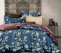 Ensemble de literie de haute qualité directe d'usine Queen Size 4 pièces housse de couette et drap de lit et taie d'oreiller avec fleur élégante imprimée 120gsm
