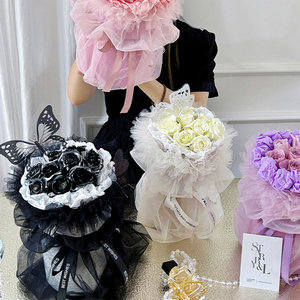 Hàn Quốc tươi bó hoa bao bì Ngày Valentine voan lưới vải hoa hồng gói lưới - Product Image 5