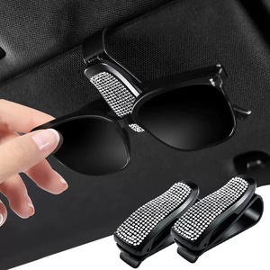 <b>Car</b> Eyeglasses <b>Clip</b> Rhinestone Decor Sun Visor Storage Sunglasses Holder Plastic Multi Functional Accessory - Product Image 5