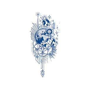 Tatuaggi Semipermanenti BXTAT con Succo di Genipa Blu, Disegni di Triangoli, Croci, Linee Terrestri, Let's Race 299 Tachimetro GZ079to84 - Product Image 3