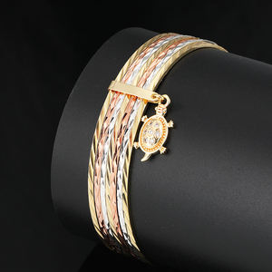 Beverly Catholic Tricolor Bangle Jewelry 14K 18K Gold Filled Religious With Charms <span class=keywords><strong>Semanario</strong></span> Pulseras Mexican - Product Image 5