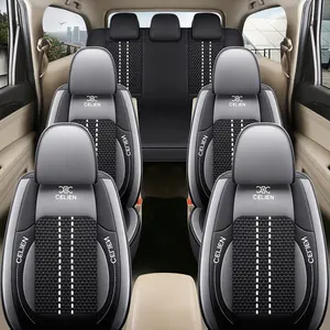 Auto Stoelhoezen Drie Rij Set 7 Hoofdsteun Hoezen Auto Accessoires Universele Pasvorm, Trendy Elegantie 3d Air Mesh Airbag Compatibel En