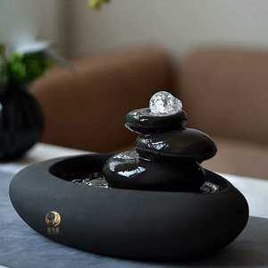 Fuente de cerámica Zen con paisaje seco, redonda, decorativa, para la decoración del hogar y la sala de estar. - Product Image 2