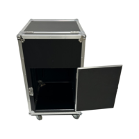 Flight case sur mesure 10U pour rack et 2U pour tiroir, pour Midas M32R et amplificateur, avec couvercle à charnière, vérins hydrauliques et 4 roues