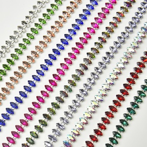 Cadena de cristal de diamantes de imitación brillante de doble hebra hecha a mano Premium de 5x10mm con cadena de cobre duradera para accesorios de joyería de moda - Product Image 1