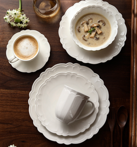 Platos de Porcelana Blanca con Relieve de Pétalos Franceses de Lujo, Ecológicos, Aptos para Alimentos, Libres de BPA, Duraderos, para Comida Occidental, Suministro al por Mayor, Personalizables - Product Image 6