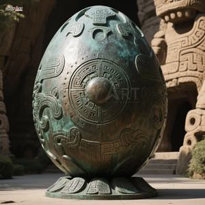 Su misura all'aperto rovina grande fusione in bronzo intagliato modello retrò gigante incrinato uovo scultura in bronzo per parco arredamento pubblico - Product Image 2