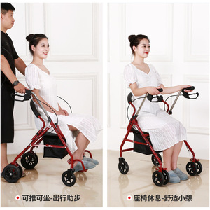 Folding Shopping Cart For Seniors 4 Wheels Lightweight With Seat And Handlebars For Walking Assistance - Product Image 1
