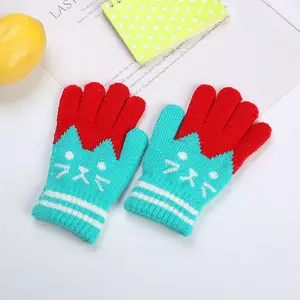 Hot Selling Winter Machine Knit Kids Glove Warm Knitted Magic Gloves Solid Color Mittens For Student Children Gloves
