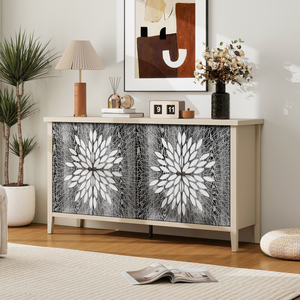 Modern Sideboard Buffet Cabinet 4 Doors Adjustable <b>Shelves</b> Storage Living Room Furniture - Product Image 3