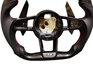 Volant de <span class=keywords><strong>sport</strong></span> complet en fibre de carbone et cuir pour <span class=keywords><strong>Audi</strong></span> TT R8 A3/A4/B9/A5 RS3/RS4/RS5 S3/S4/S5 Panamera Cayenne Cayman - Product Image 5