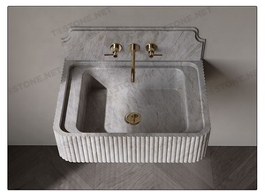 Tostone Évier en <span class=keywords><strong>pierre</strong></span> du Brésil en quartzite brun clair populaire Installation facile Bassin en marbre pour salle de bain intérieure Économies de main-d 'œuvre - Product Image 5