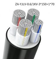 Câble d'alimentation en aluminium ZA YJLV 0.6 1kV 3*150 1*70, isolation XLPE, gaine en PVC, classe A, ignifuge