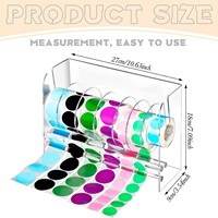 Transparante acryl stickerdispenser, multi-rol labelhouder met scheidingsbladen, bureau-organizer voor kantoor, thuis en verpakkingsstations