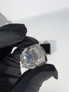 Anillo de Zirconia con Corte Ovalado y Engaste de Garras, Joyería de Piedras Preciosas de Diseño Moderno, Anillo Hiphop Brillante - Product Image 4