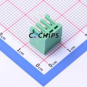 DB2ERC-2.54-3P-GN Plug-in Terminal Block Bent Lead Through Hole,P=2.54mm Board-to-Board / Socket - Closed 1x3P 2.54mm Green - Product Image 2