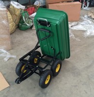 Chariot de jardin industriel de 300 kg, bac en plastique maillé de 75 L, pneumatique, 4 roues, conteneur métallique, outils, certifié CE, 1 an de garantie