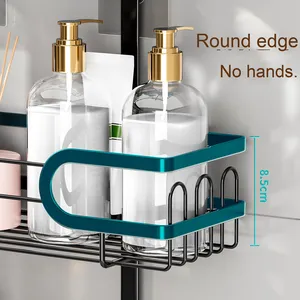 Étagère d'angle murale moderne de luxe en acier inoxydable sans perçage <span class=keywords><strong>pour</strong></span> salle de bain, rangement <span class=keywords><strong>pour</strong></span> hôtel, toilettes et douche - Product Image 3