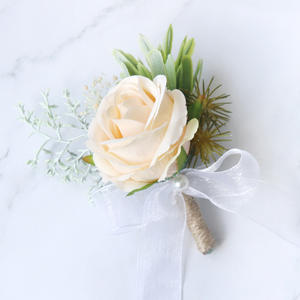 Pernikahan Prom pengantin pria pengiring pengantin korsase mahkota bunga tiara Bohemian ikat rambut bunga buatan pergelangan tangan - Product Image 4