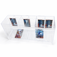 Support de distributeur de boosters portable moderne en acrylique poli à 6 fentes, épaisseur 4 mm