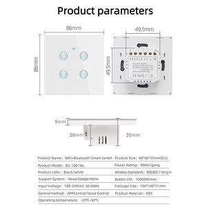 LEDEAST, botón cóncavo Tuya, <span class=keywords><strong>WiFi</strong></span>, Control BlE, Alexa, Google Home, interruptor inteligente, cable vivo único, no se requiere neutro - Product Image 3