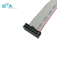 كابل شريطي مسطح OEM ذهبي اللون بخطوة 2.54 مم و14 دبوس مزدوج الصف 28AWG UL2651 بطول 220 مم مع علامة حمراء للوحات التحكم الصناعية PCB
