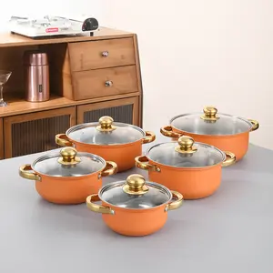 Cheap Cooking Pots and Pans Non Stick Cookware Sets cooking pot set orange pot