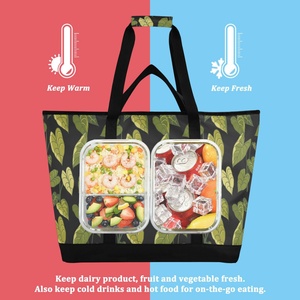 Large Capacity Hawaiian Kalo Design Black Adult Women Grocery Shop Insulated Tote Customize Cooler Bag With Logo - Product Image 4