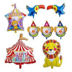 <span class=keywords><strong>Feliz</strong></span> <span class=keywords><strong>cumpleaños</strong></span> globos de circo León Zoo payaso fiesta globos de papel de aluminio Día DE LOS NIÑOS Zoo fiesta decoración niños suministros juguete - Product Image 1