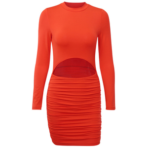 Estilo de Europa <span class=keywords><strong>O</strong></span> manga larga cuello volante detalles corte bodycon club vestido de fiesta - Product Image 2