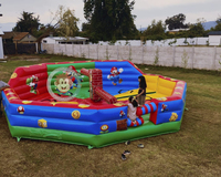 Mario Challenge Meltdown Jeu gonflable Wipe Out Machine rotative Party Rental Jeu interactif