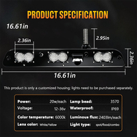 Barre lumineuse arrière de 17 pouces Private Mold, boîtier en aluminium noir brillant, lumière d'avertissement arrière UTV blanc ambre pour ATV SXS tout-terrain