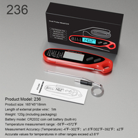 Vente en gros Thermomètre à viande numérique étanche Thermomètre de cuisson pliable pour barbecue à lecture instantanée