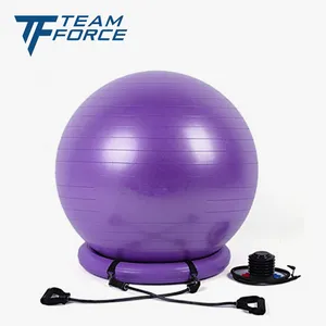 Özel boyutlu PVC egzersiz istikrar spor Yoga denge jimnastik topu tabanı ile