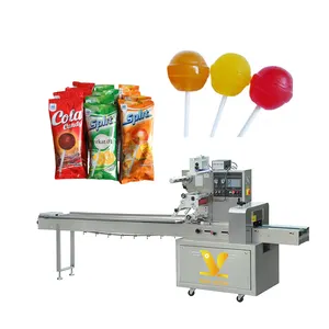 Automatic flow pack horizontal pillow wrapping packing machine candy chocolate bar lollipop packaging machine