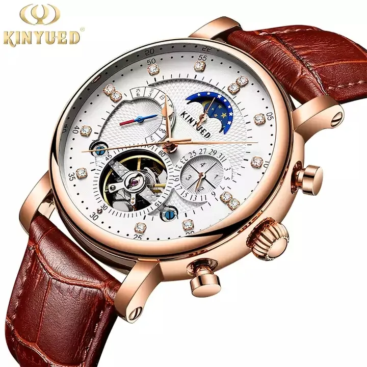 KINYUED hot sale second time zone drop shipping luxury reloj montre quartz watch sport mechanical automatic wrist watches