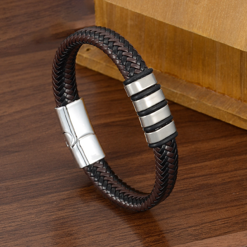 Silver Clasp+brown Leather