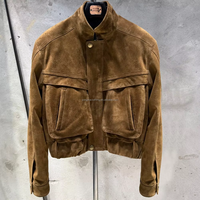 Veste de luxe de haute qualité en cuir véritable pour femme, veste bomber courte en daim