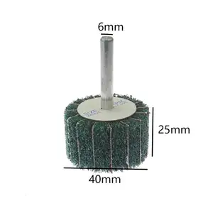 6mm shank abrasive tool mounted point non- woven sand cloth flap wheel with shaft grinding head for burnishing machine