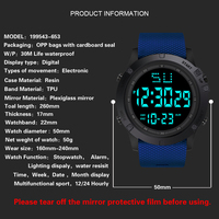 Montre numérique de sport pour homme à prix avantageux, chronomètre, lumineuse, résistante à l'eau 3BAR, bracelet en TPU souple, dos en résine, rétroéclairage, alarme électronique