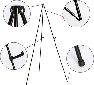 63inch cao gấp ngay lập tức Áp phích hiển thị giá vẽ đen thép kim loại telescoping nghệ thuật hiển thị dễ dàng lắp ráp với mang túi - Product Image 2
