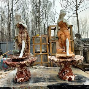 Jardin extérieur marbre dame sculpture pierre cascade femme statue mur <span class=keywords><strong>fontaine</strong></span> d'eau - Product Image 5