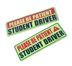 self-adhesive custom logo magnetic driver sign magnet bumper top logo student driver sticker