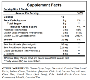 Fabricant de produits de marque privée et de produits certifiés GMP de bonbons à la betterave sans sucre avec de l'oxyde nitrique pour le soutien de la santé cardiaque et de la tension artérielle - Product Image 3