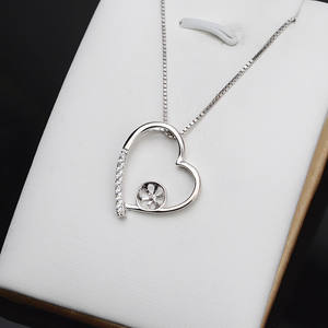 Pendentif en argent S925 en forme de cœur pour femmes, tendance, plateau vide pour perles de 8 à 10 mm, accessoires semi-finis personnalisés à faire soi-même - Product Image 5