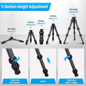 <span class=keywords><strong>Trépied</strong></span> vidéo de voyage <span class=keywords><strong>SIRUI</strong></span> AM223L avec base de nivellement, mini <span class=keywords><strong>trépied</strong></span> de bureau en fibre de carbone pour appareil photo reflex numérique, caméra vidéo, charge maximale - Product Image 4