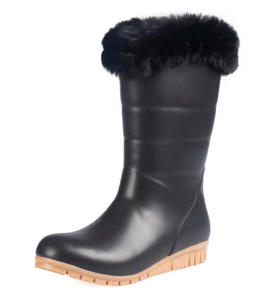 <span class=keywords><strong>Bottes</strong></span> de pluie d'hiver en <span class=keywords><strong>caoutchouc</strong></span> noir à semelle antidérapante pour dames - Product Image 2