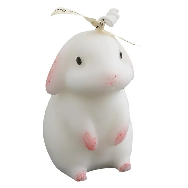 Venta caliente Linda caricatura decorativa Animal blanco conejo fragancia aromaterapia vela perfumada