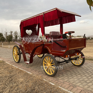 Vintage Electric Royal Carriage 4-<b>Wheel</b> Red Velvet European Style Wedding Sightseeing Vehicle - Product Image 1